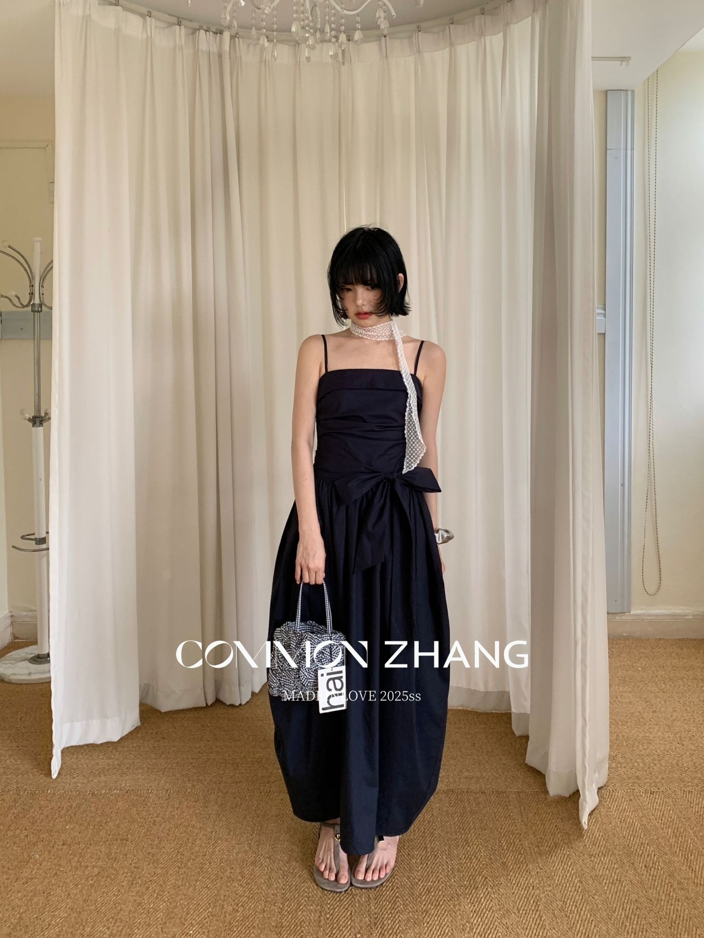 CZ ZHANG Summer Multi-color mint Mamba style lace-up waist-cinching and slimming halter flower bud dress for women B26925 pic 44