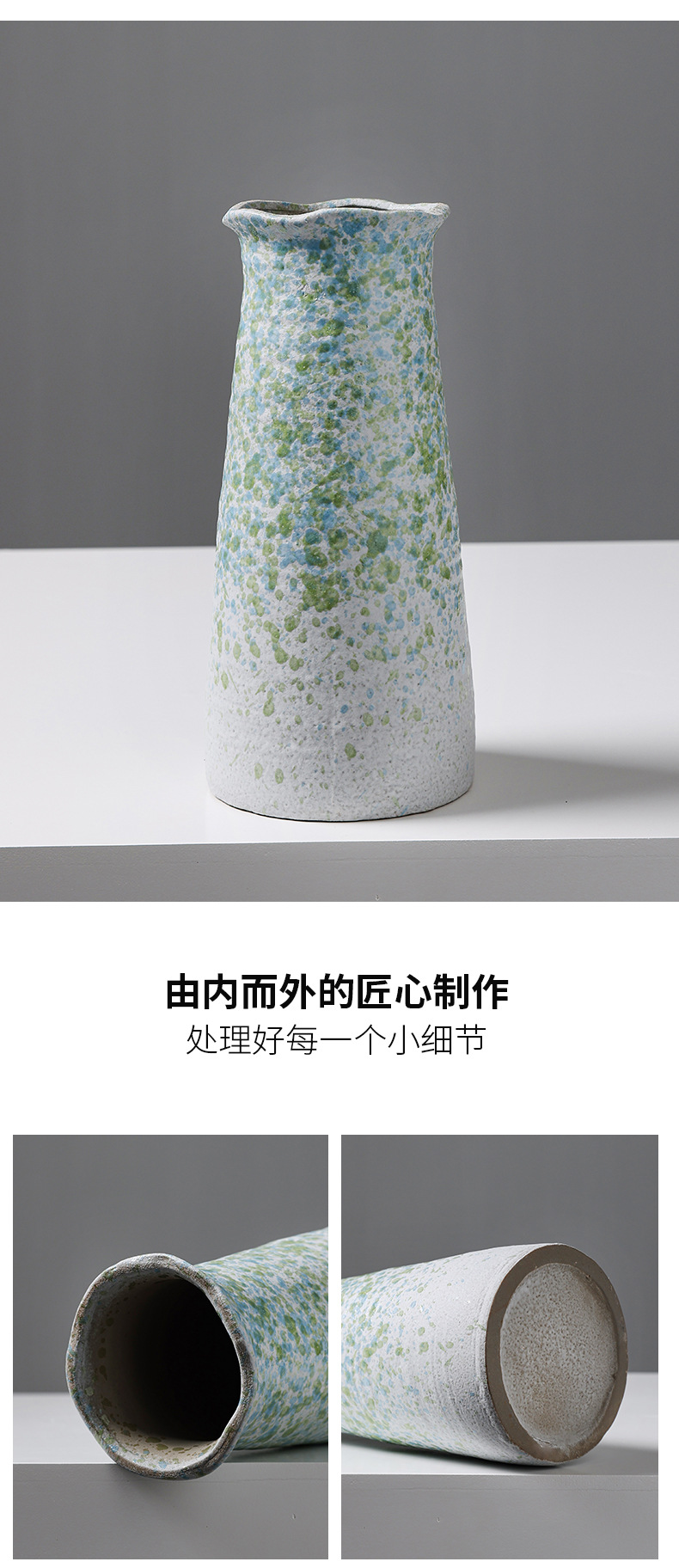 2025 Chinese-style retro ceramic jars, decorative vases, dried flowers, hydroponic, hotel, home, living room, entrance hall, flower arrangement ornaments, a sense of high-end pic 10