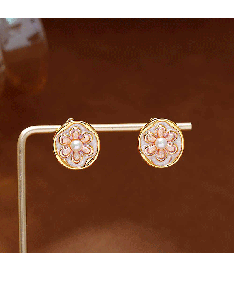 Hyacinth Monet Garden Oil Painting style earrings, live-streaming bestsellers, elegant and high-end earrings, unique design, oil-dripping small flowers pic 4