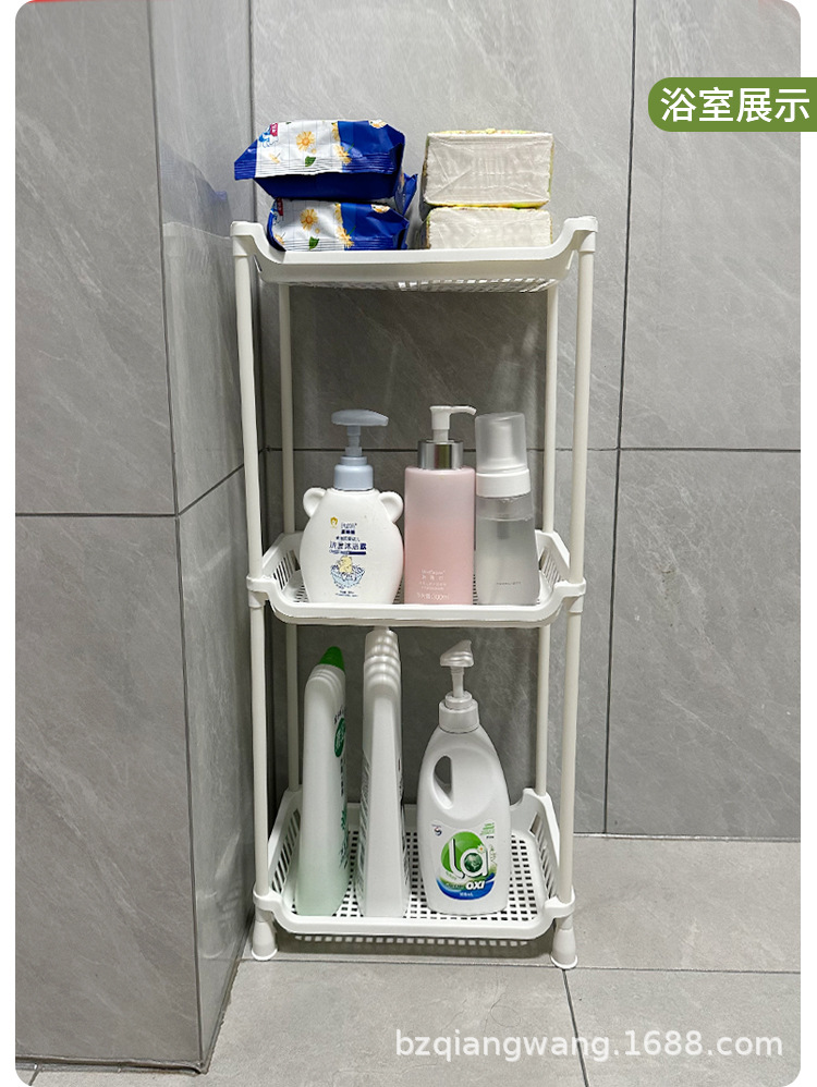 Bathroom and toilet storage rack, multi-layer plastic storage rack, washroom trolley rack, basin rack, storage pic 9