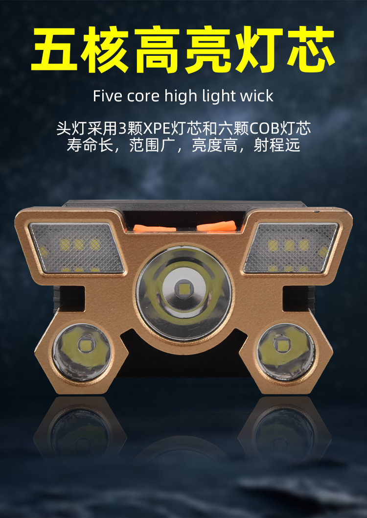 Cross-border exclusive LED strong light head outdoor high-power usb charging head-mounted flashlight waterproof night fishing headlamp pic 2