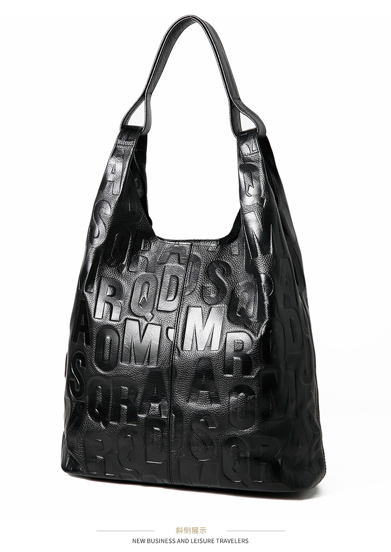 跨境托特包真皮女包新款大容量大包高级感头层牛皮通勤腋下单肩包详情17