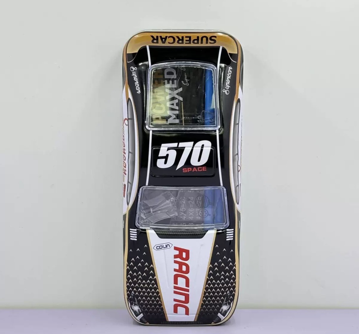 小灵精汽车文具套装铁笔盒造型文具盒儿童卡通男孩小学文具盒详情2