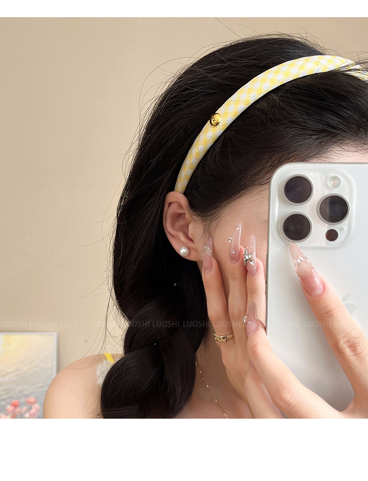 High top yellow hairband for women washing their faces and going out, a versatile sponge headband, wide-brimmed headwear, and a new hairpin for pressing hair pic 10