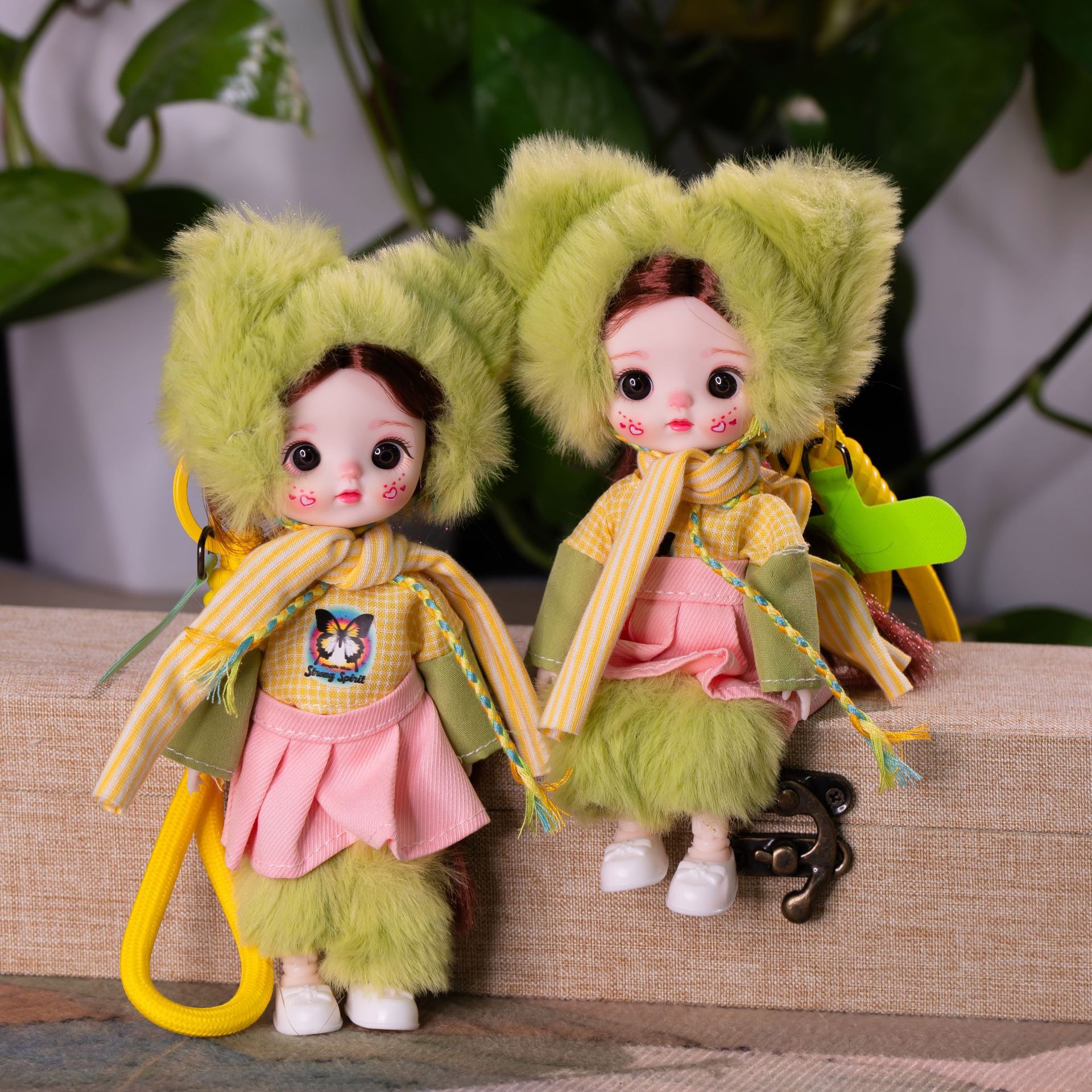 新款潮玩娃娃挂件6寸17公分换装衣服公仔关节可活动手机包包钥匙详情18