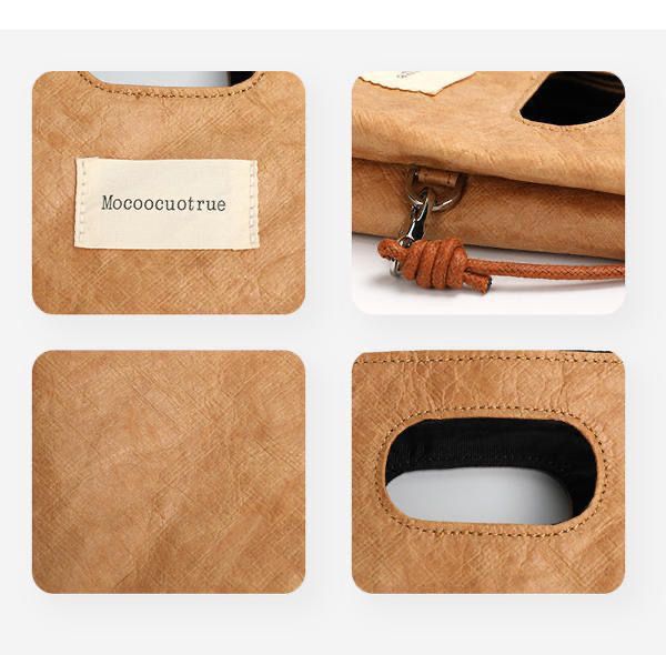 网红爆款小众复古杜邦纸mini手机包单肩斜挎包手提牛皮纸包超耐用详情4