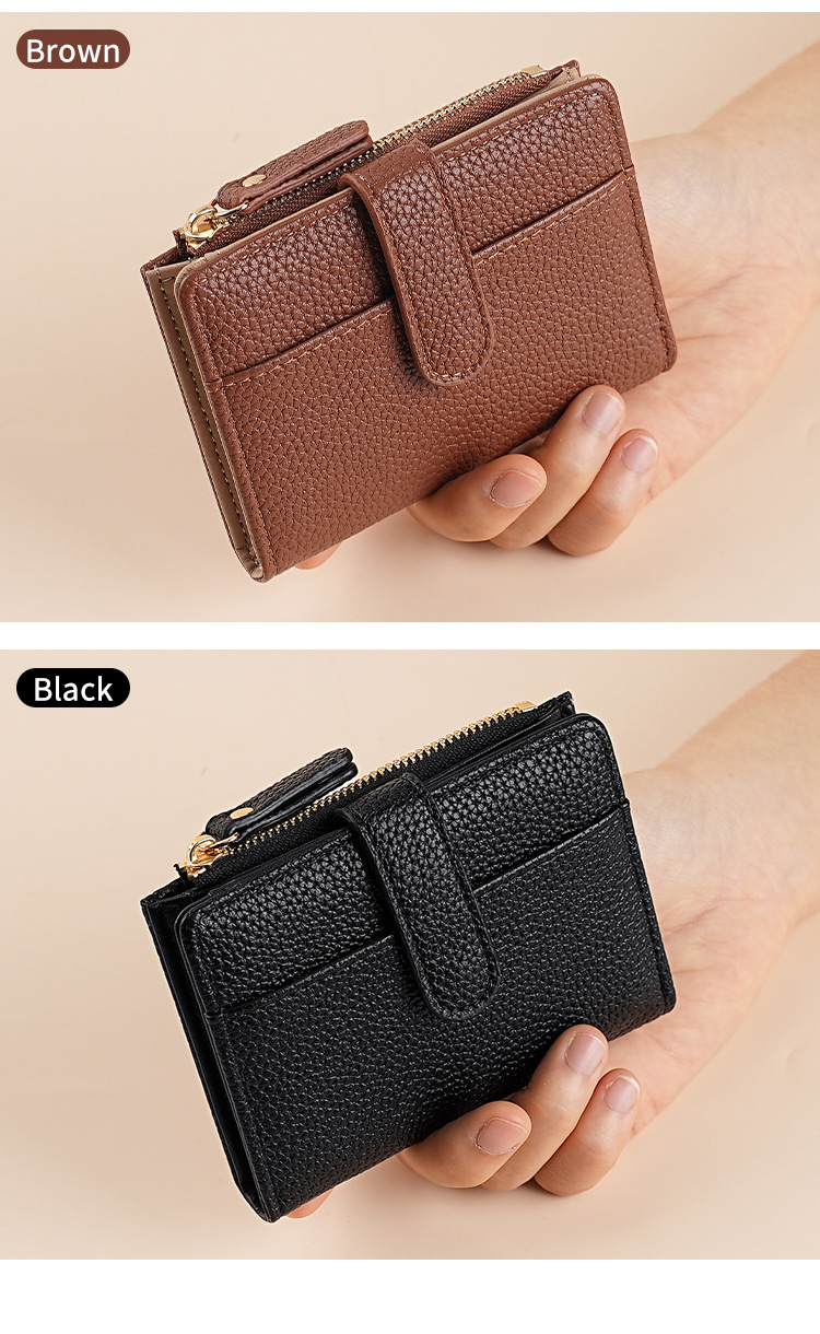 新款女士钱包短款跨境时尚卡包女高级感气质两折多卡位拉链零钱包详情17