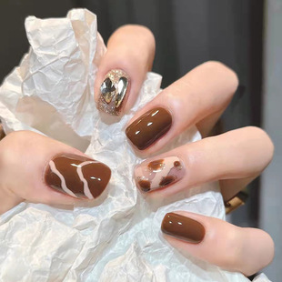 Wearable nail stickers, ballet nails, ice-transparent, shiny cloud nail plates, artificial nails, detachable finished nail pic 17