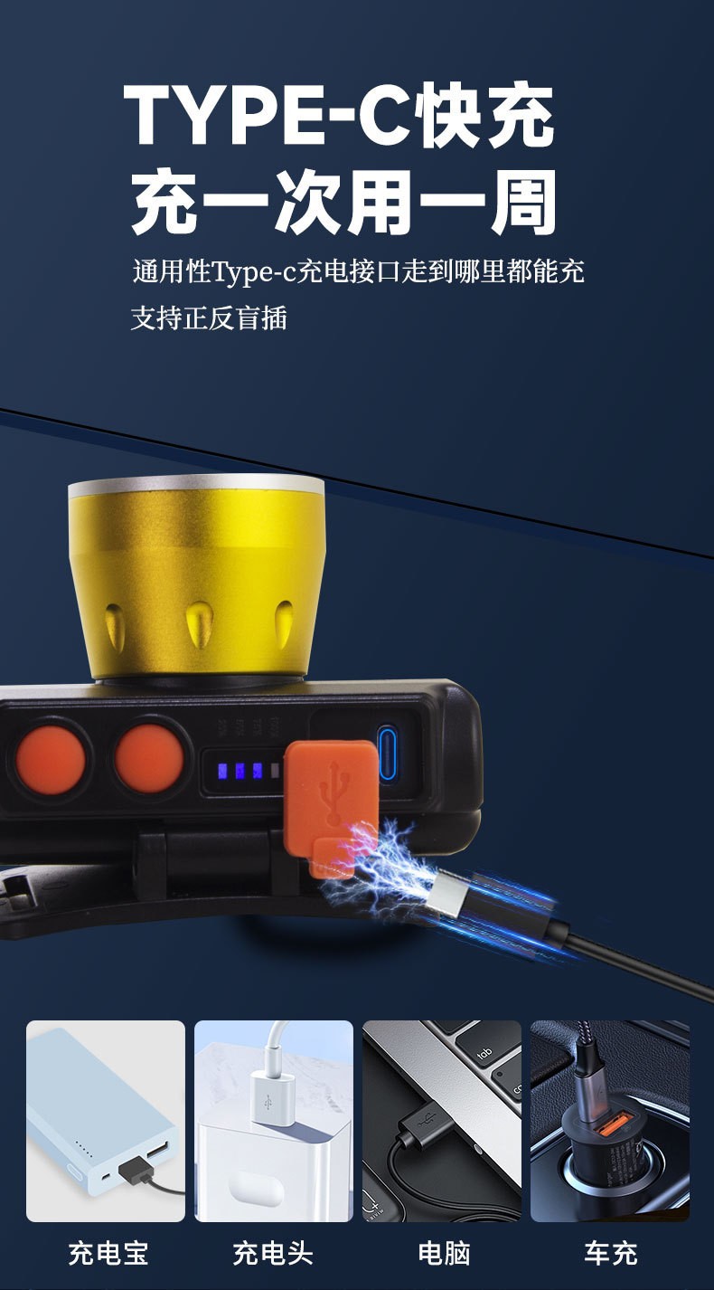 Pailide Cross-border high-power sensor headlamp with long-range flashing integrated 3+1 strong light aluminum alloy for outdoor night fishing and cycling pic 18