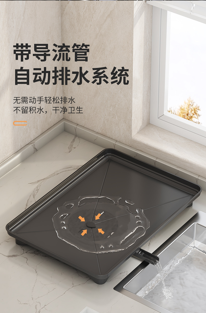 外贸厨房碗碟架沥水架收纳架台面碗盘碗筷置物架带杯架跨境碗碟架详情8