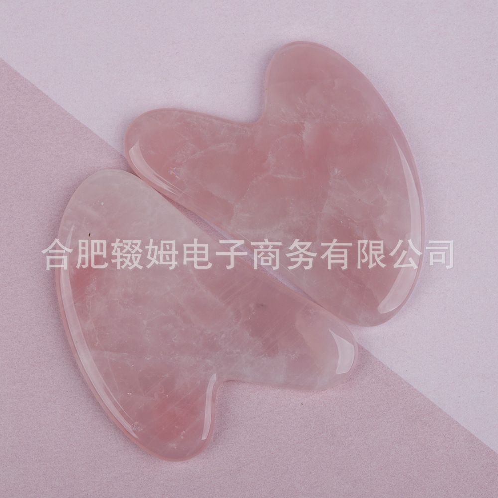 粉晶刮痧板心形刮痧按摩器美容面部脸部天然玉石手指粉水晶刮痧片详情16