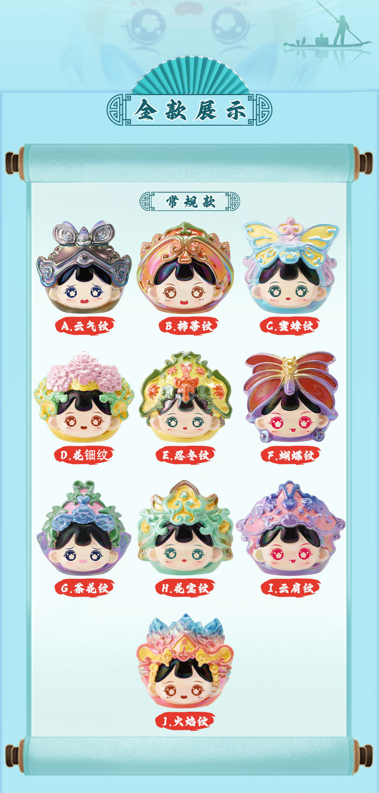 Chinese pattern blind box, cute ancient-style and national trend decorative items, colorful and adorable character heads, resin figurine gifts and peripheral products pic 3