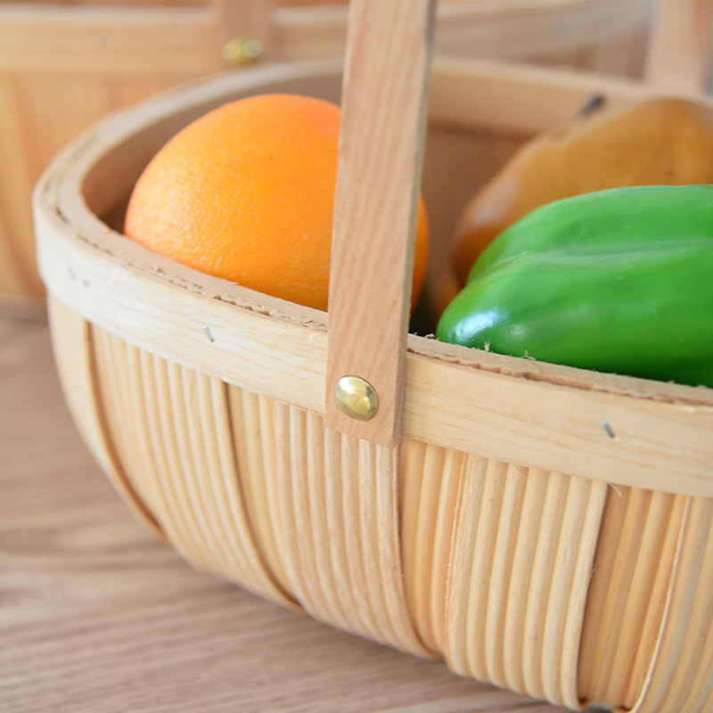田园手提野餐水果篮编织送闺蜜坐月子鸡蛋插鲜花篮蔬菜收纳筐批发详情6