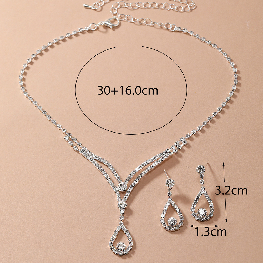 Nuevo producto explosiva novia europa y Estados Unidos cross-border jewelry wholesale/brilliant strass zircon angel tears drop collar ears pic 16