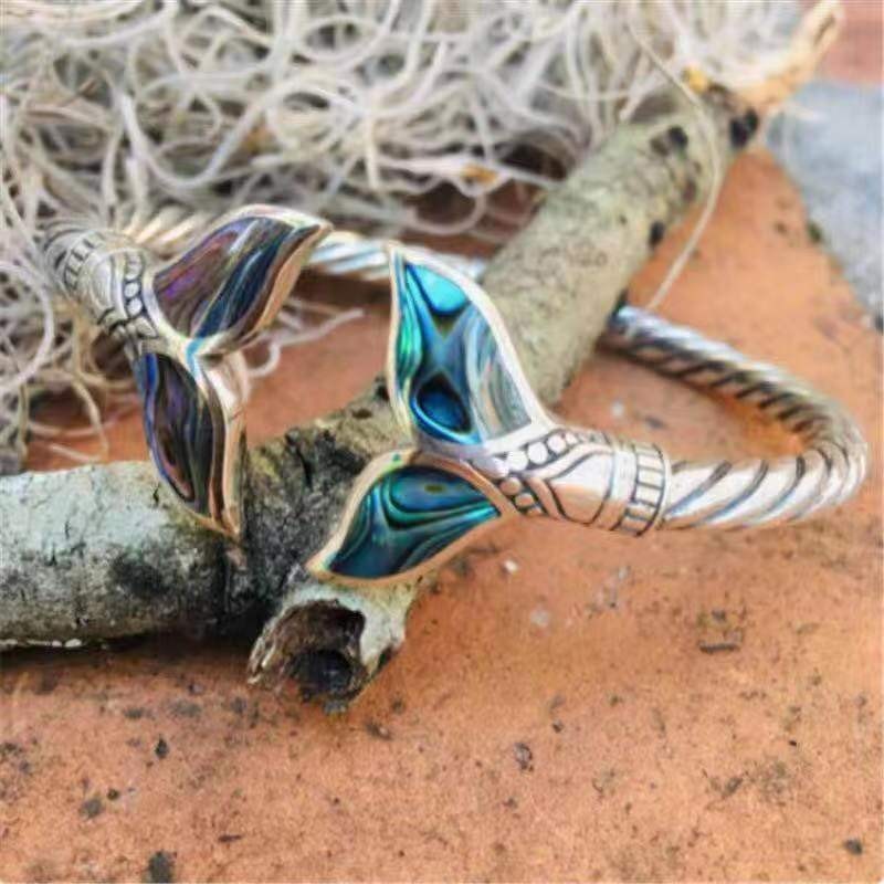 Cross-border bestseller, European and American fashion, retro and creative, adjustable opening, alloy, colorful mermaid tail bracelet pic 4