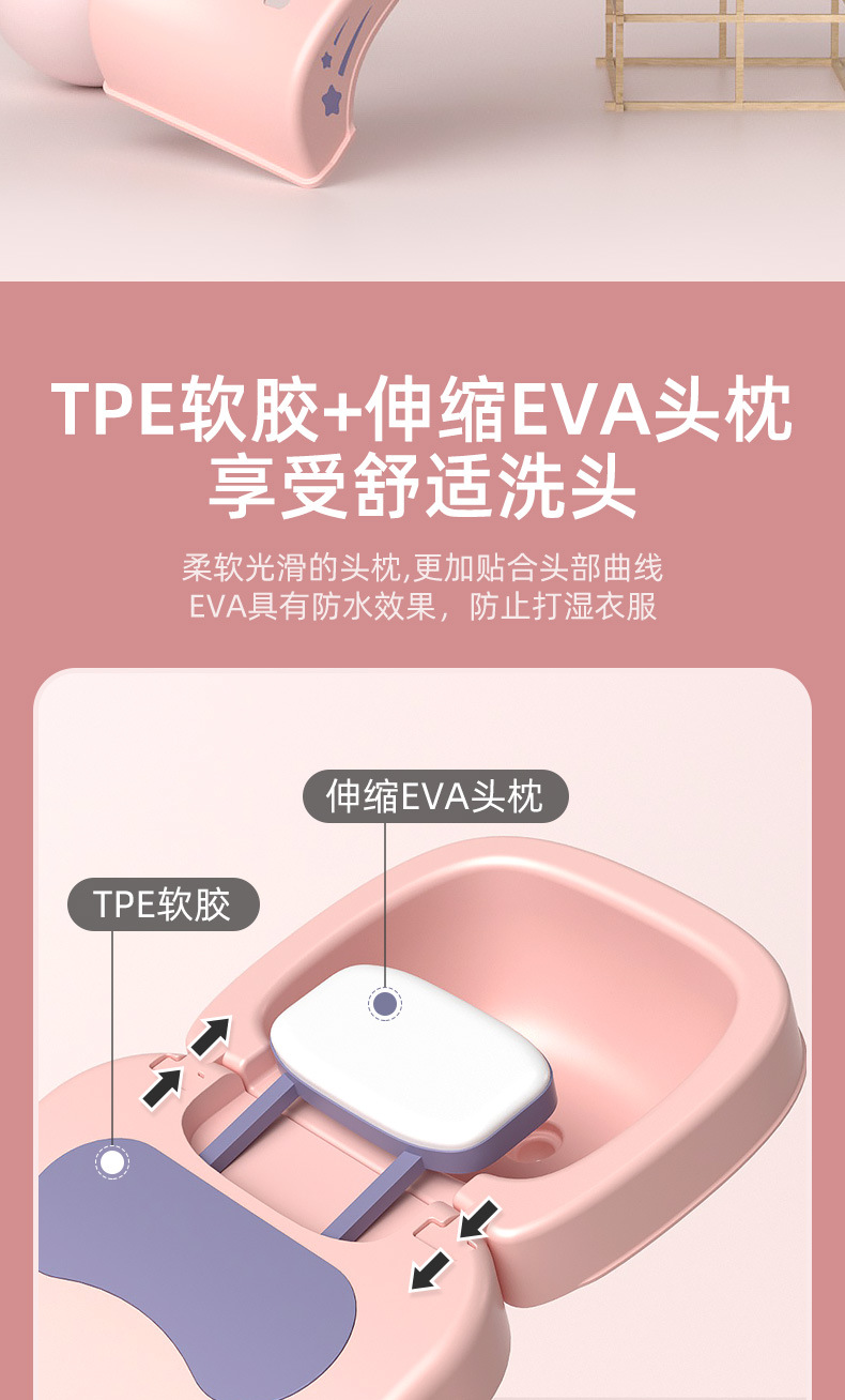 儿童洗头躺椅可折叠宝宝家用小孩坐洗发婴儿洗头发床凳子洗头神器详情3