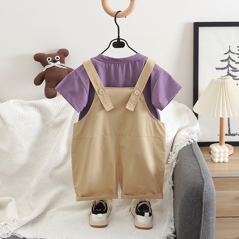 Traje de manga corta de algodón para niños camiseta de verano para niños para niñas shorts para bebés ropa de verano al por mayor pic 6