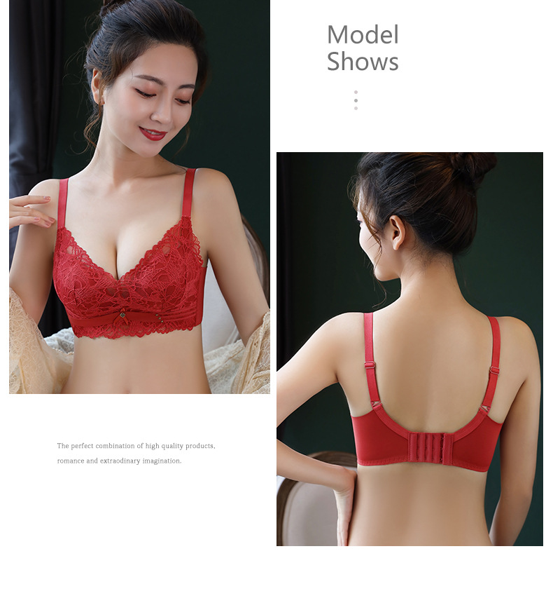 The Quyi style sexy lace bra for women, without a steel ring, small bust, flat bust, thickened, folded and adjustable bra cover pic 19