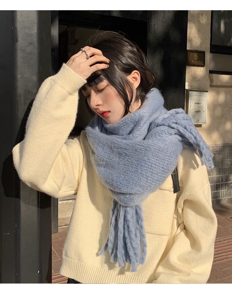 韩版纯色针织毛线围巾女秋冬季保暖ins学生软妹情侣款百搭围脖男详情7
