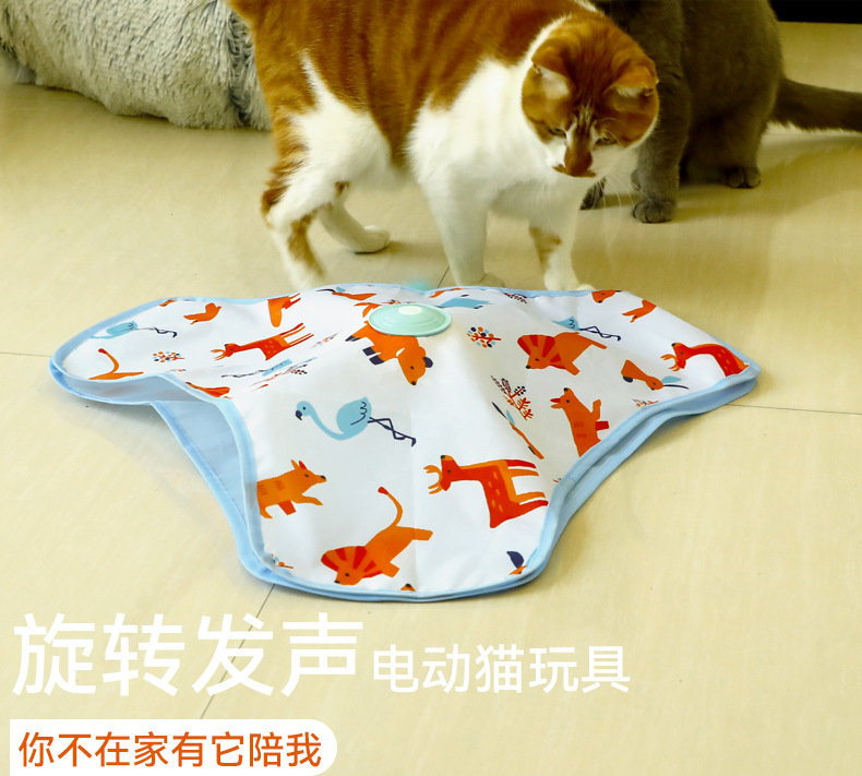 电动猫咪玩具智能逗猫解闷羽毛小猫玩具自动旋转USB猫转盘亚马逊详情7