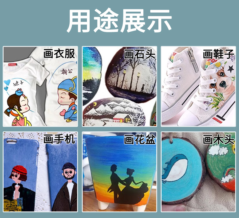 6-color paint set 25ml Glass acrylic gouache Watercolor Graffiti Paint Textile Advertising Painting Paint set pic 5