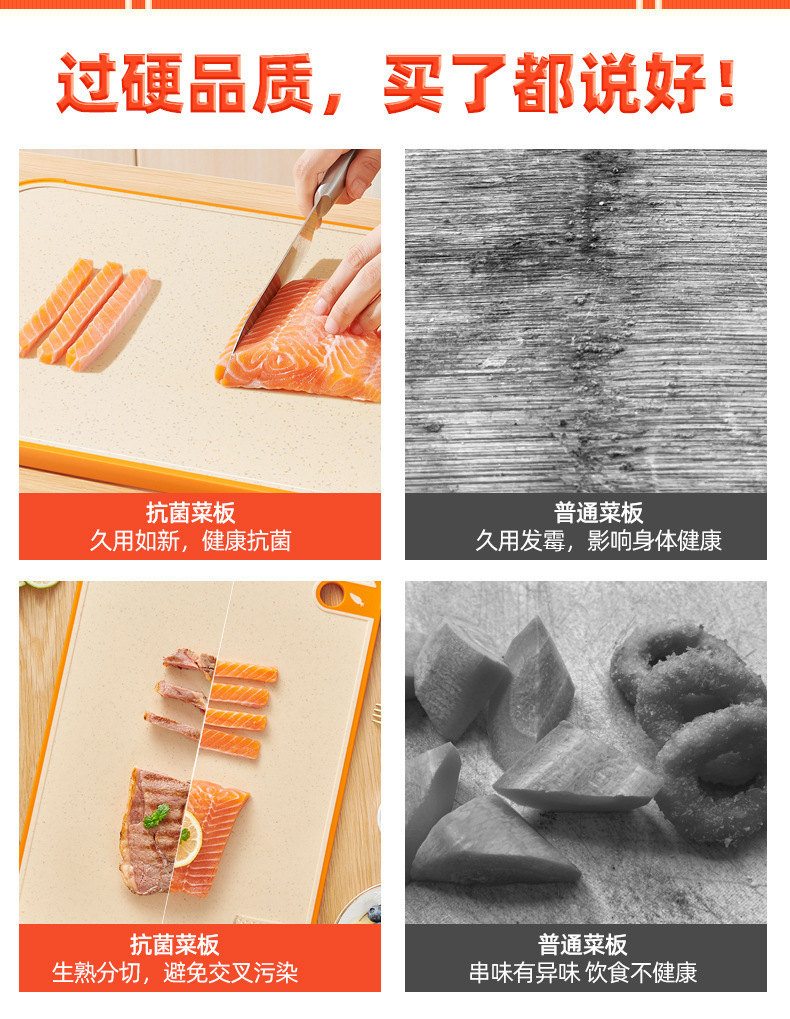 抗菌防霉切菜板家用加厚砧板食品级厨房切水果双面辅食粘板刀板详情2