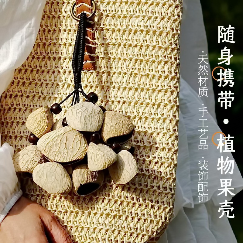 Fruit shell bell, hand-cranked bell, wind chime bag, handcrafted sound beam, bell pendant, wholesale from Indonesian black fruit shell factory pic 6