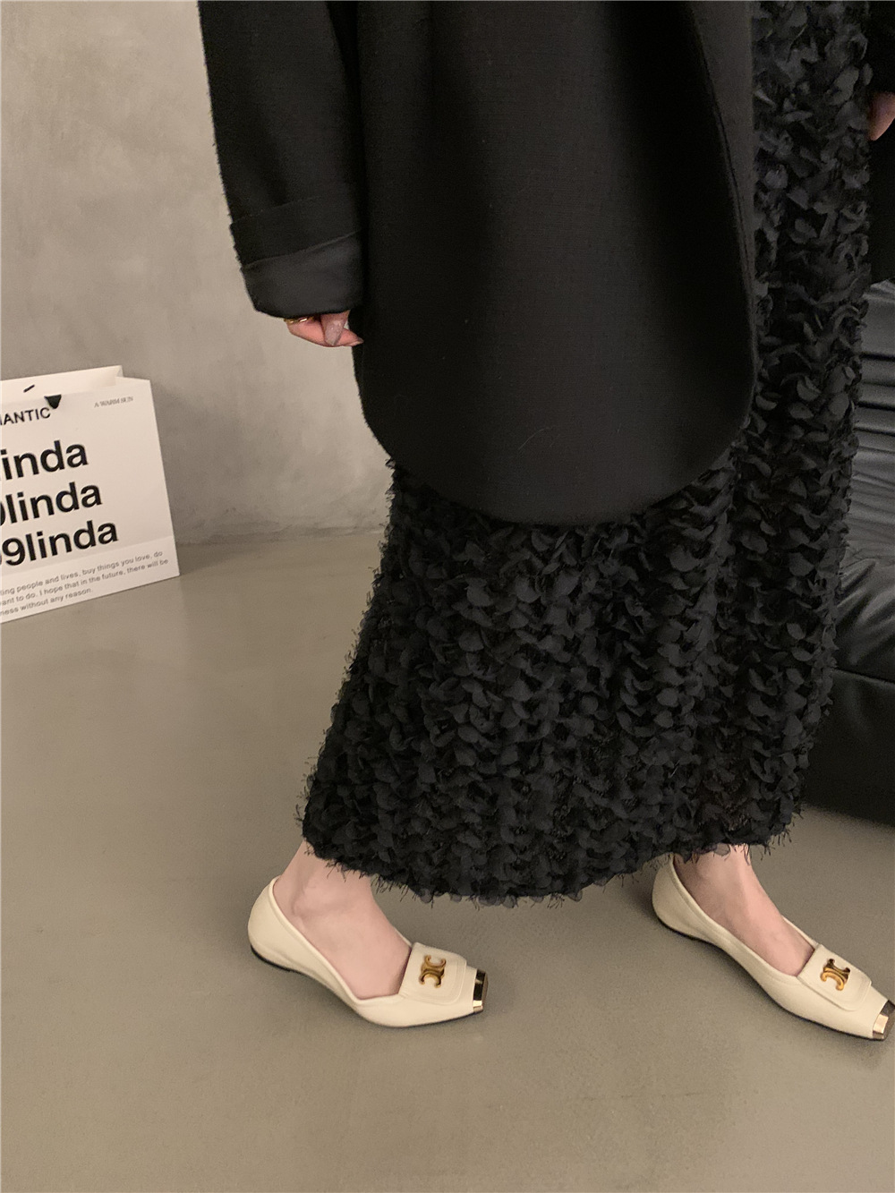 韩版设计感单鞋小皮鞋黑色气质平底鞋子春秋法式瓢鞋软底女鞋新款详情7