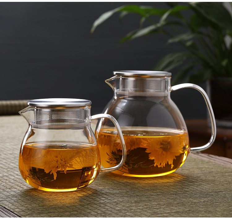 Japanese-style simple glass teapot with a filter screen, a household one-person drinking cold water kettle, and the water cup can be heated pic 12