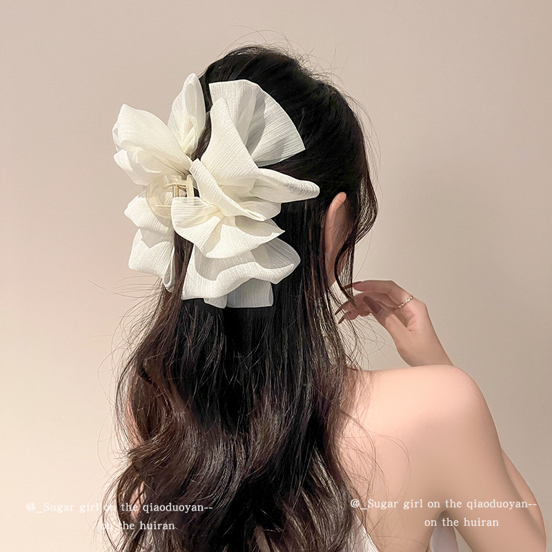Double-sided mesh cloud bubble grab girl on the run princess head bow hair clip at the back of the head shark clip headwear pic 10