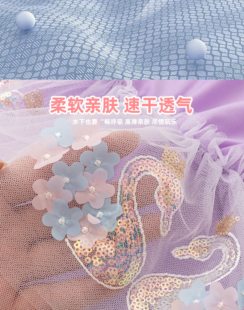 儿童泳衣女童短袖款连体套装中小童防晒沙滩可爱速干泳装女童泳衣详情9