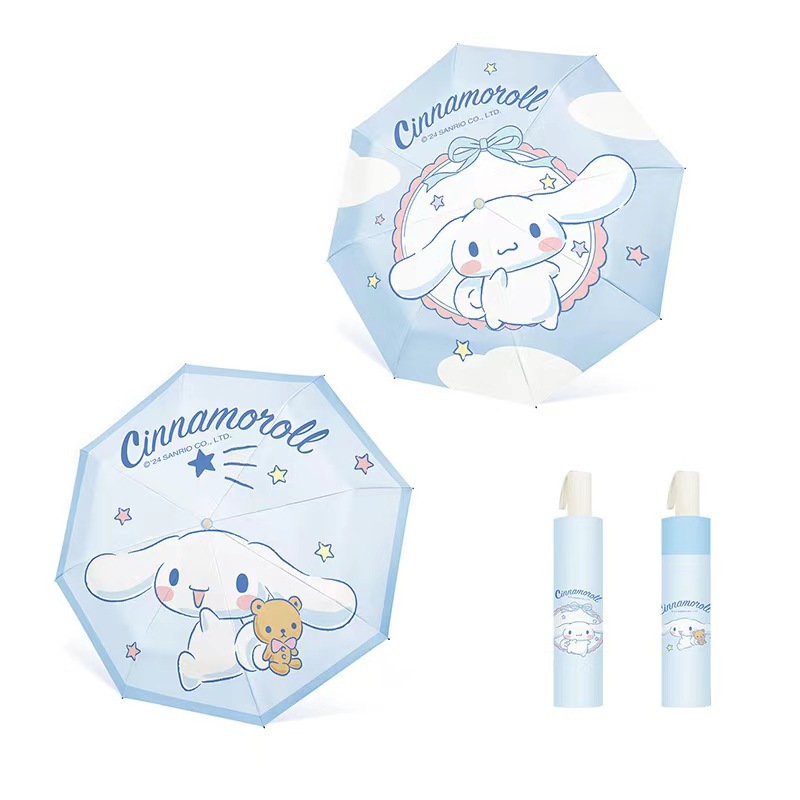 三丽鸥雨伞酷洛米太阳伞晴雨两用防晒防紫外线三折自动伞详情11