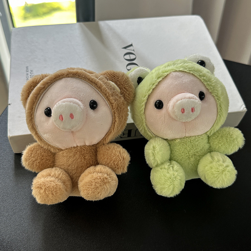 Cute little pig costume dolls, plush toys, little rabbit pendants, keychains, schoolbags, hanging decorations, piggy dolls, frogs pic 2
