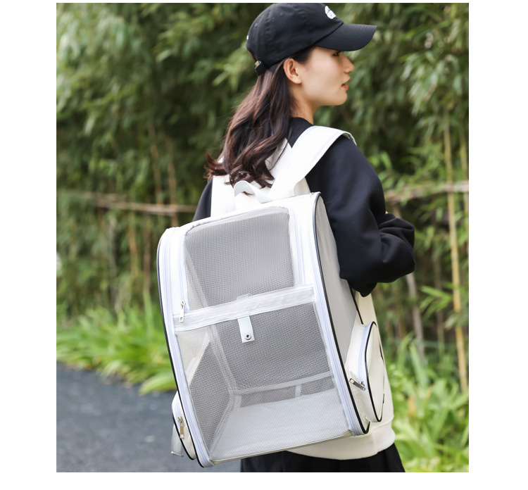Portable breathable double-shoulder cat bag, foldable cat bag for outdoor travel pic 14