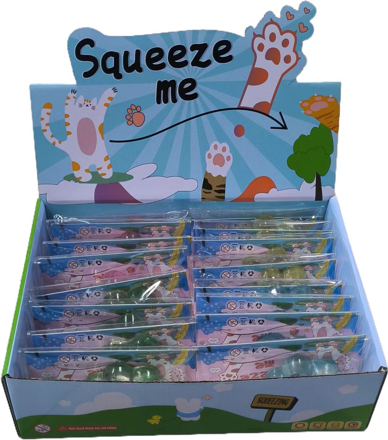 工厂直销TPR软胶透明金粉带灯中号猫爪猫掌萌宠团子卡通减压玩具详情10