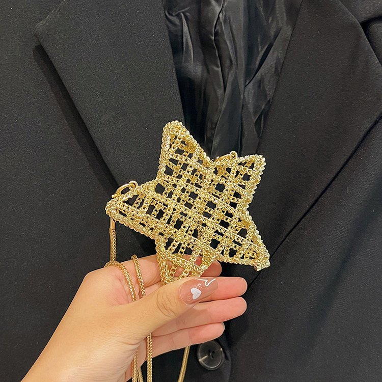 跨境2024夏新款小香风镂空金属星星包晚宴包单肩斜挎气质链条女包详情92