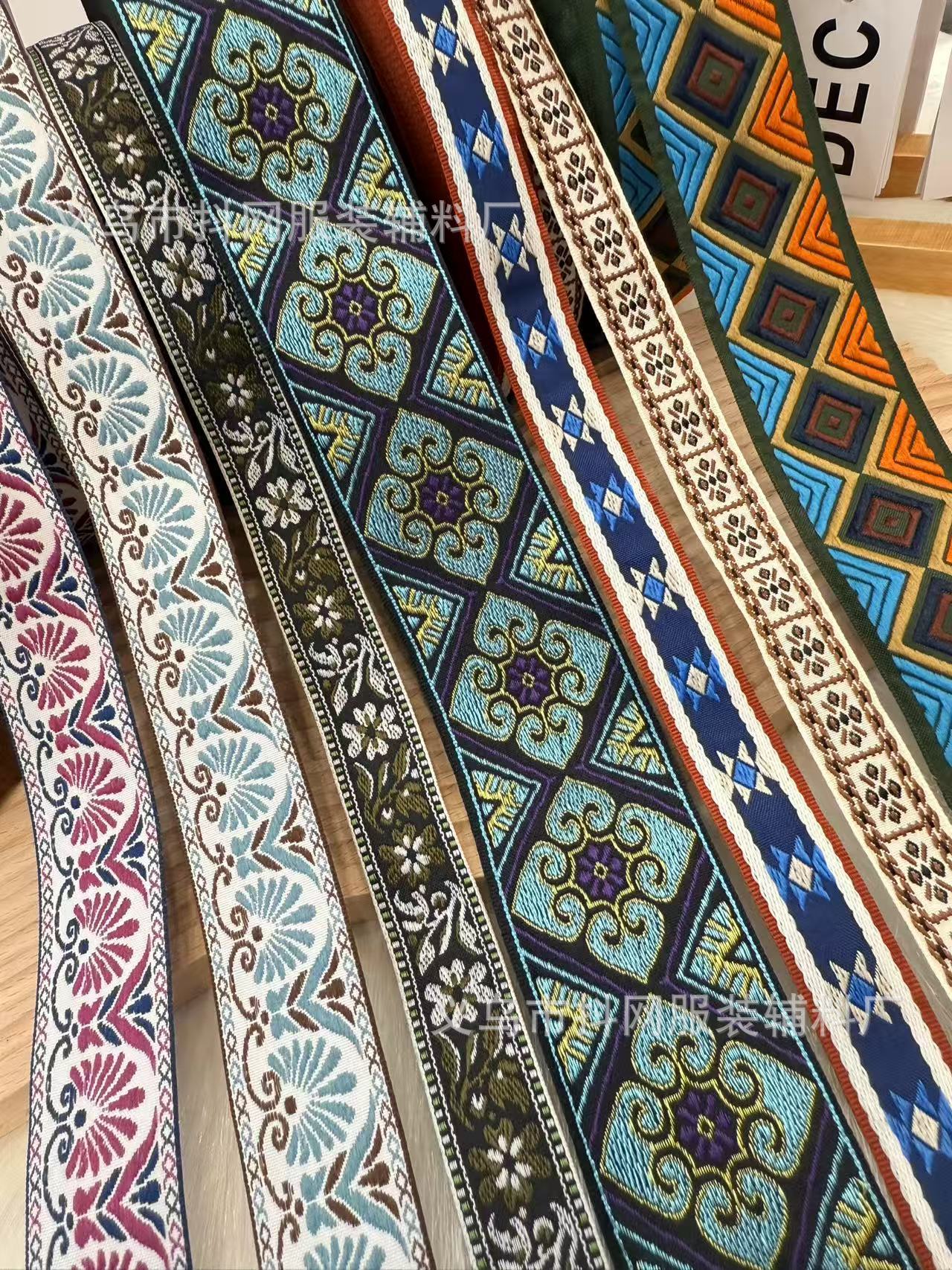 2cm-5cm Ethnic-style jacquard embroidery webbing, diy home textiles, performance costumes, decorative accessories, gift box packaging wholesale pic 7