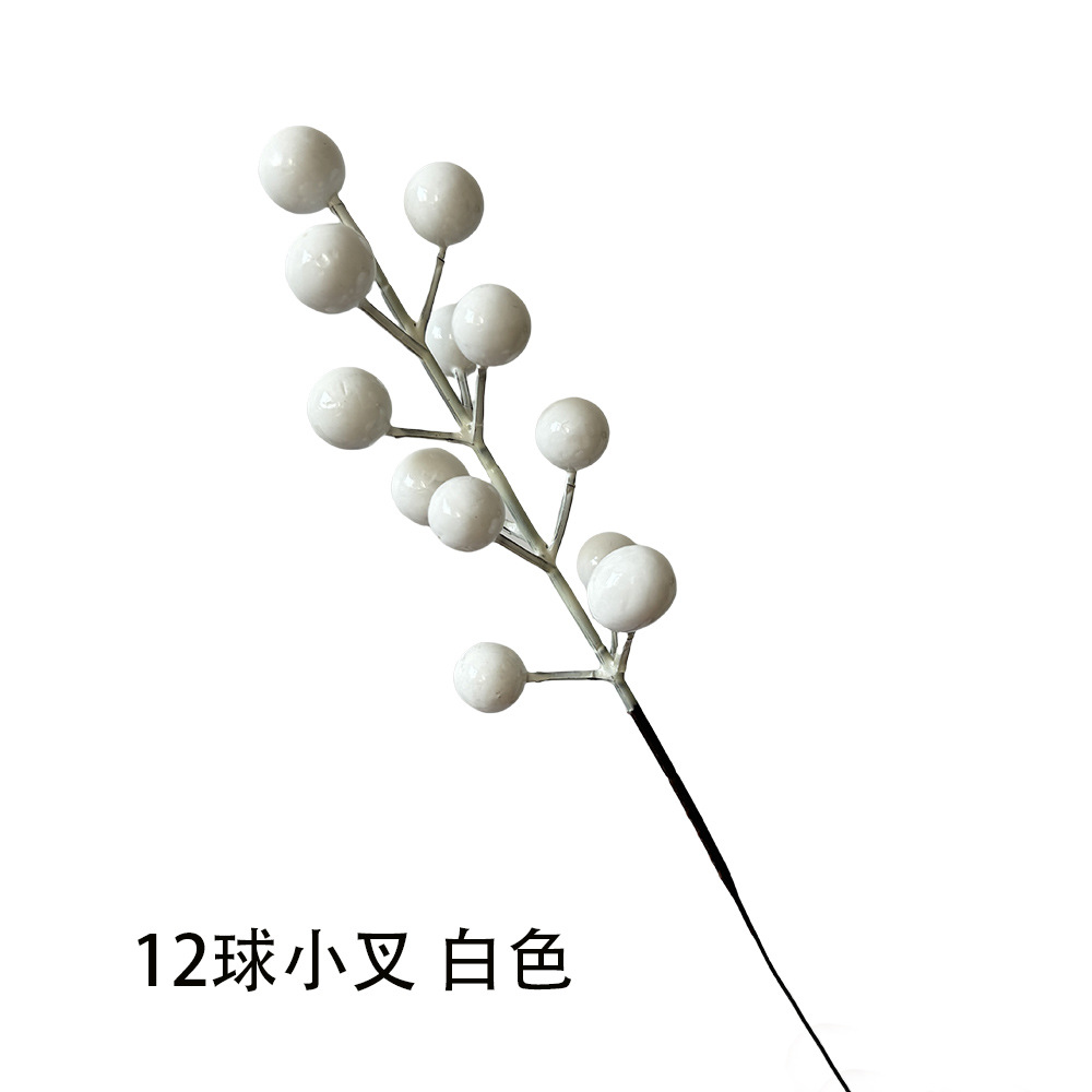 金色圣诞仿真浆果插枝撒雪松针年宵花装饰红果发财果福桶配件批发详情9