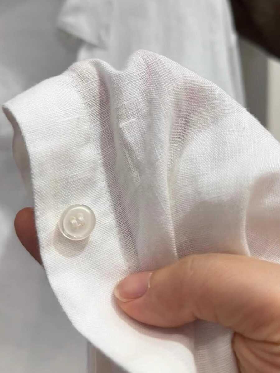 白色天丝亚麻长袖衬衫女秋季薄款法式感棉麻衬衣宽松上衣外套详情4