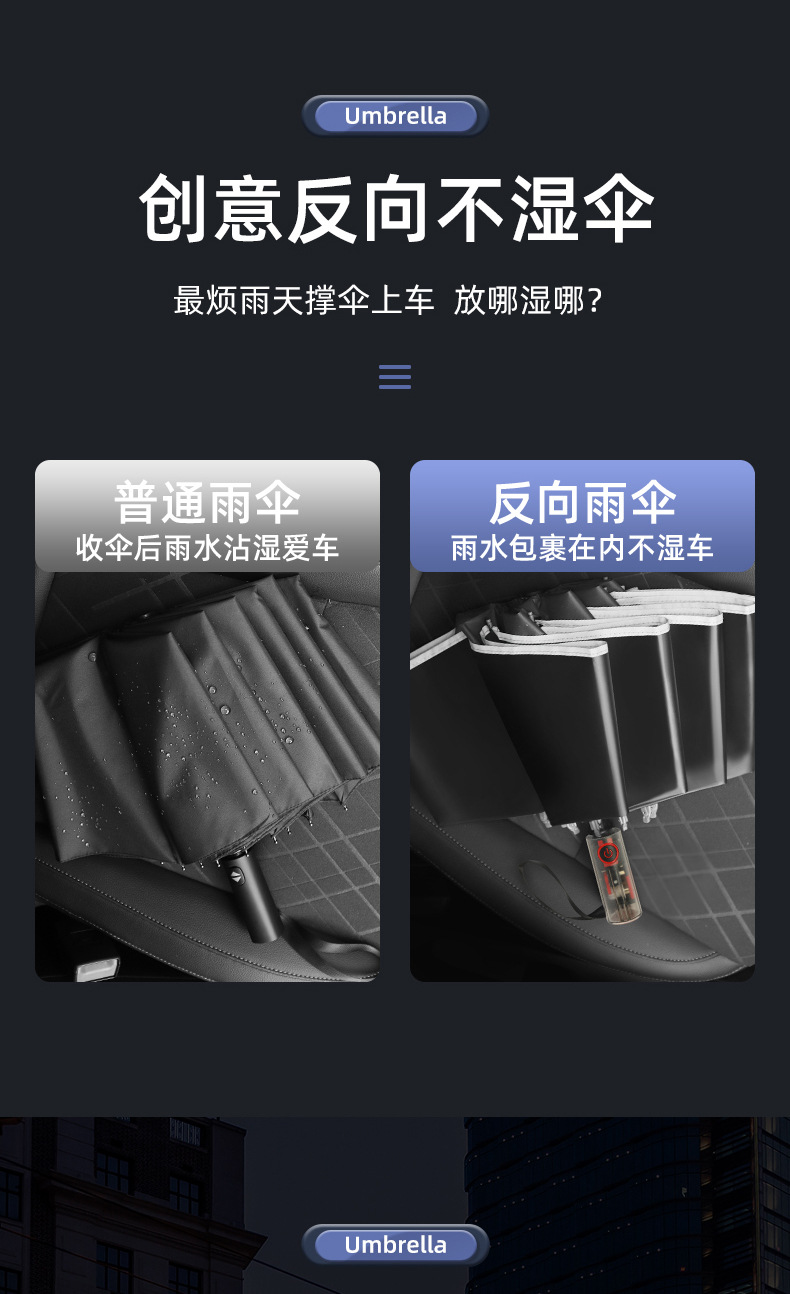 全自动三折节节收机械 包边反光条灯头伞折叠雨伞 广告伞现货加印详情14