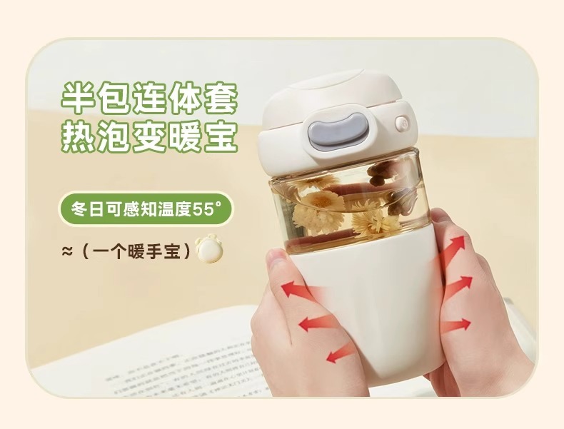 草莓生活茶水分离杯高颜值 花茶杯 高档喝茶杯女士玻璃水杯夏季女详情17
