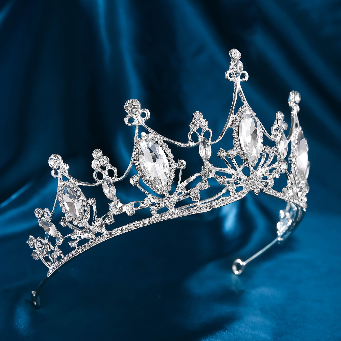 Nuevo estilo de novia corona coreano blanco chapado con diamantes diamantes de cristal tocado tocado vestido de novia accesorios de fotografía vestido de novia pelo pic 5