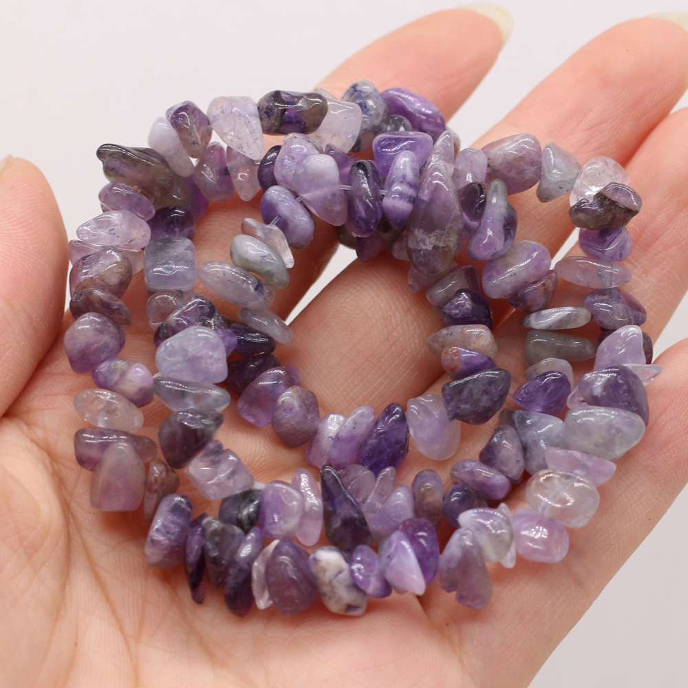 Wholesale of semi-finished DIY jewelry and handcrafted accessories made from natural crushed stone, amethyst and fluorite raw stones, beads with holes pic 12