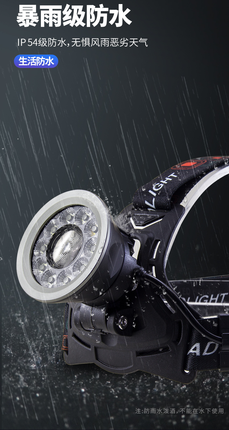 派力德新品头灯远泛光一体大功率多灯强光超亮铝合金户外夜钓骑行详情18