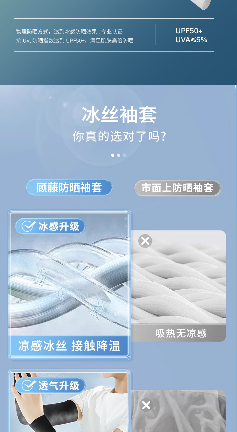 弹力薄款透气冰袖套开车骑行户外防紫外线夏季冰丝男女防晒袖套详情6