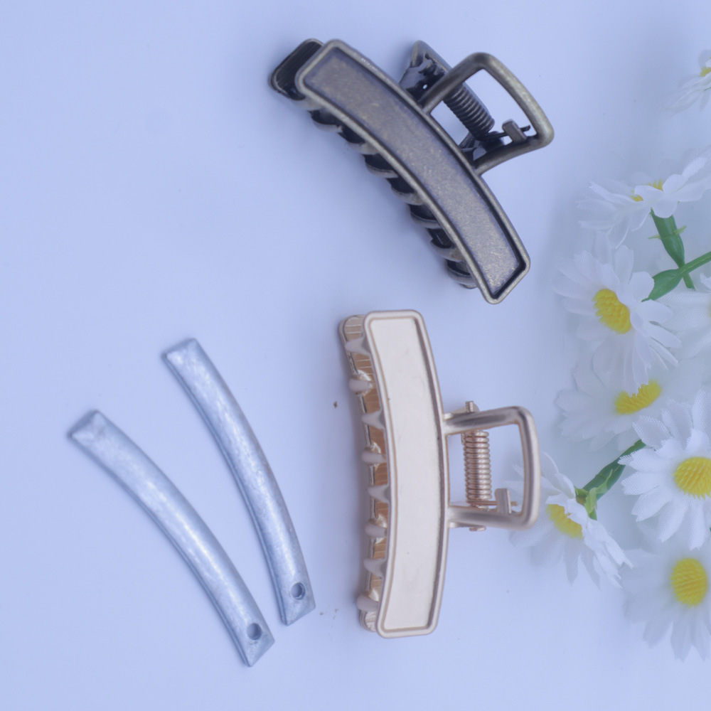 Zinc alloy semi-bent grab clip, ponytail clip, fine leather veneer, intangible cultural heritage Song brocade hair accessory, diy jewelry accessory wholesale pic 4