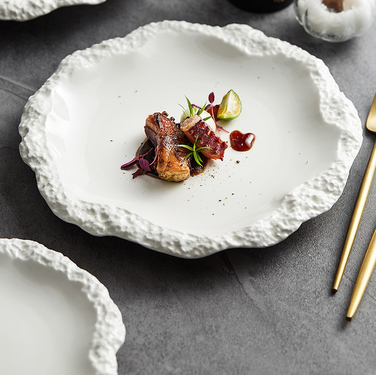 岩石纹裙边盘子菜盘家用陶瓷平盘浅盘2024新款酒店餐具ins风摆盘详情2