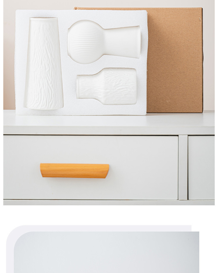 家居装饰品摆件白色装饰工艺品套装花瓶陶瓷花瓶套装简约陶瓷花瓶详情3