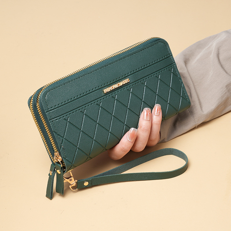 厂家批发双层拉链钱包长款女式大容量零钱包时尚手拿包多用手机包详情5