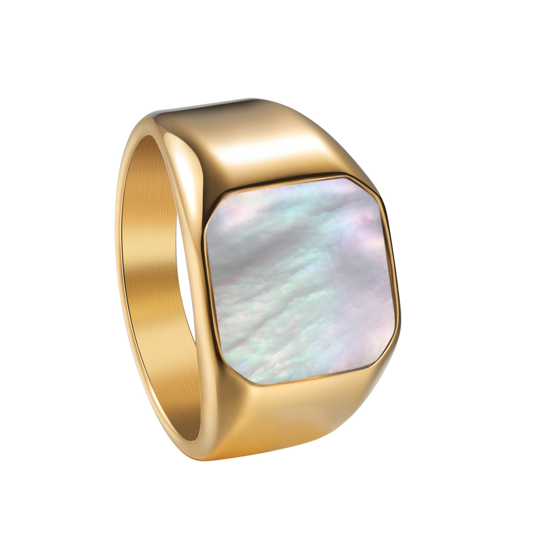 Amazon cross-border 304 stainless steel ring, shell surface ring, square jewelry, versatile autumn and winter accessories for Europe and America pic 6